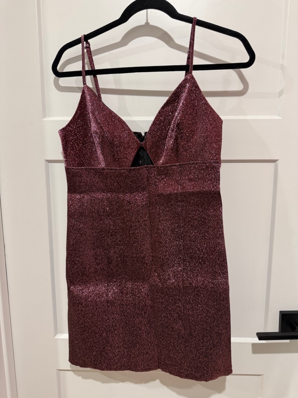 H&M Sparkly Maroon Spaghetti-Strap Mini Dress